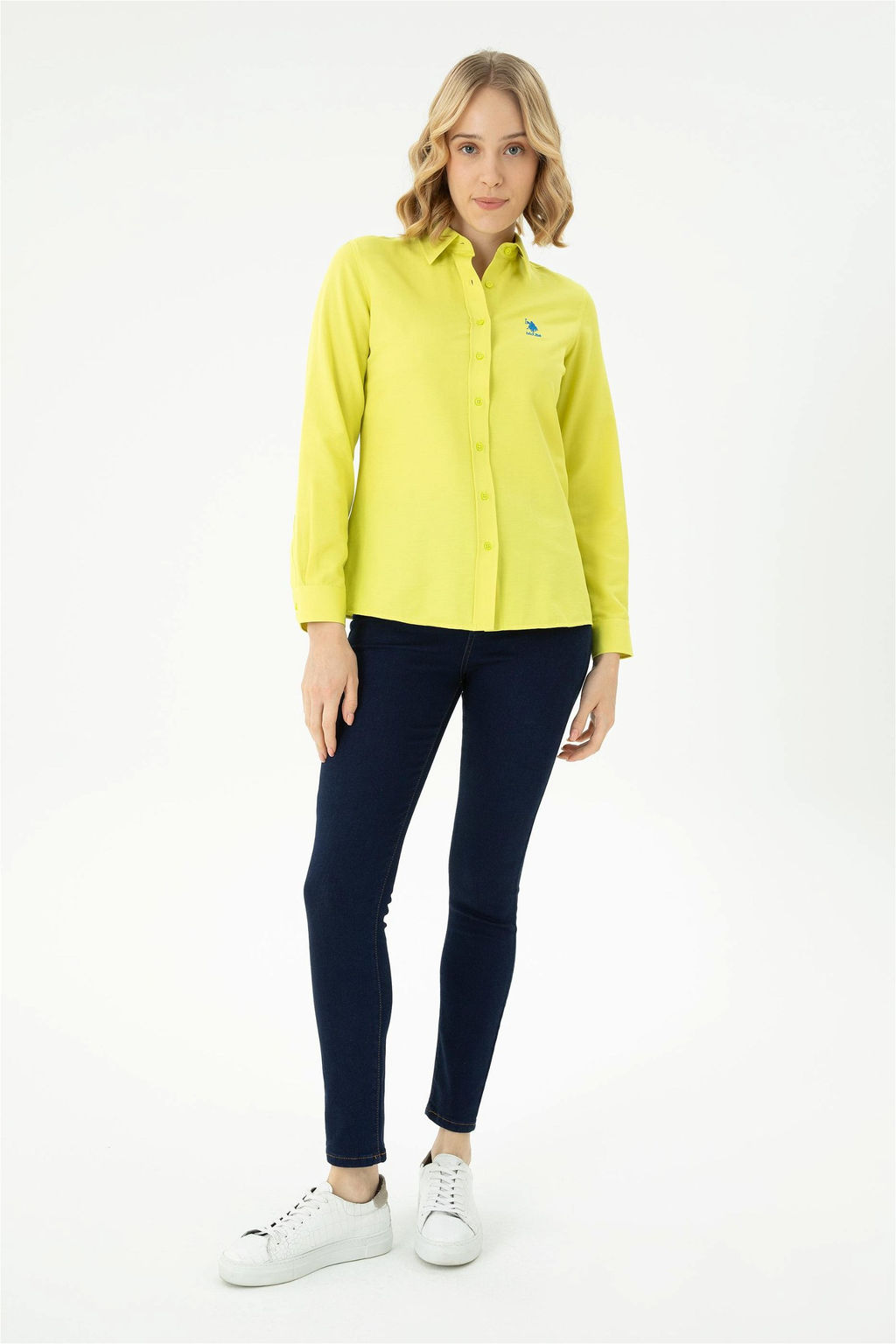 Женская неоново-желтая базовая рубашка с длинным рукавом Неожиданная скидка в корзине - U.s. polo assn фото 4