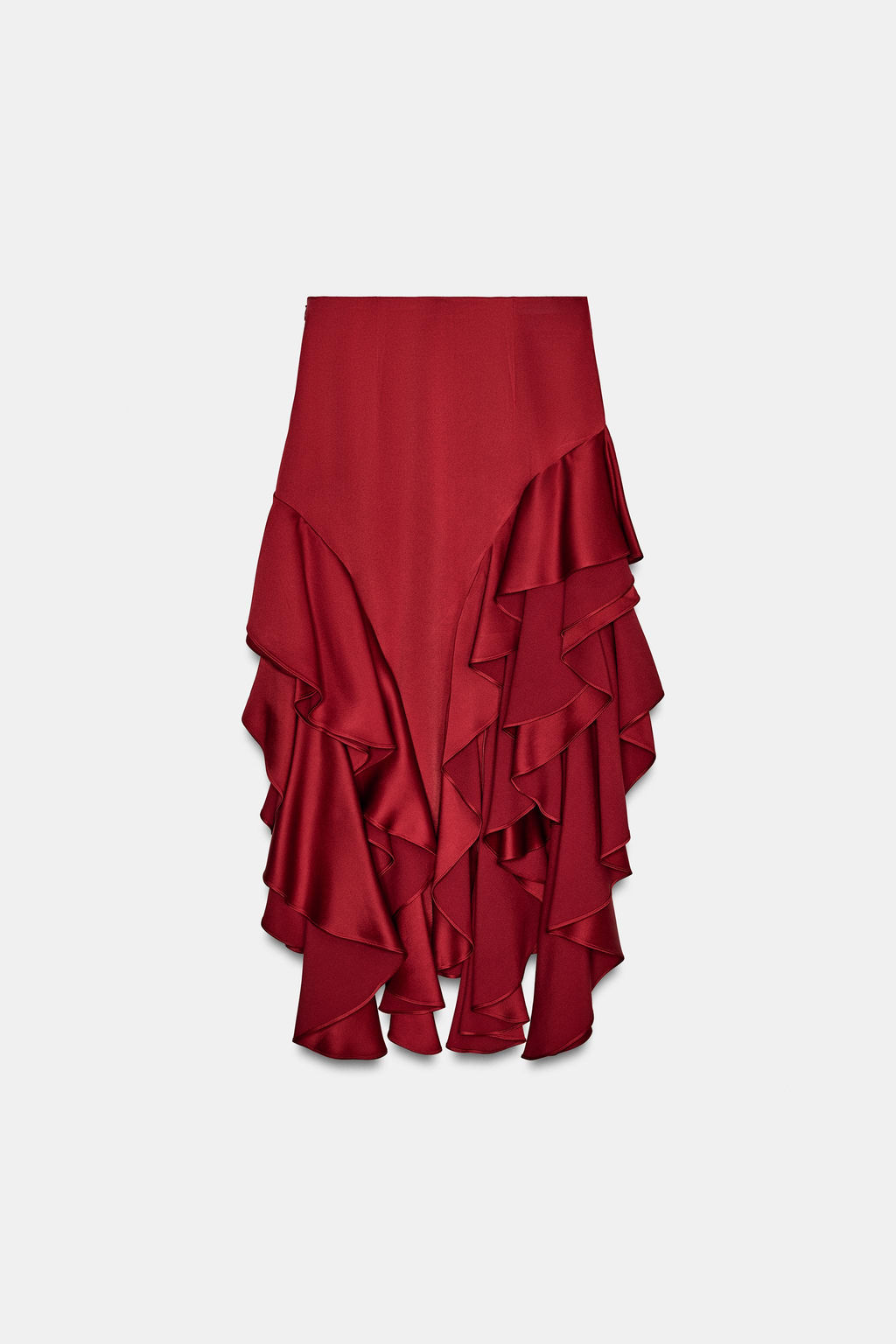 FALDA MIDI VOLANTES ZW COLLECTION / Rojo - Zara фото 10