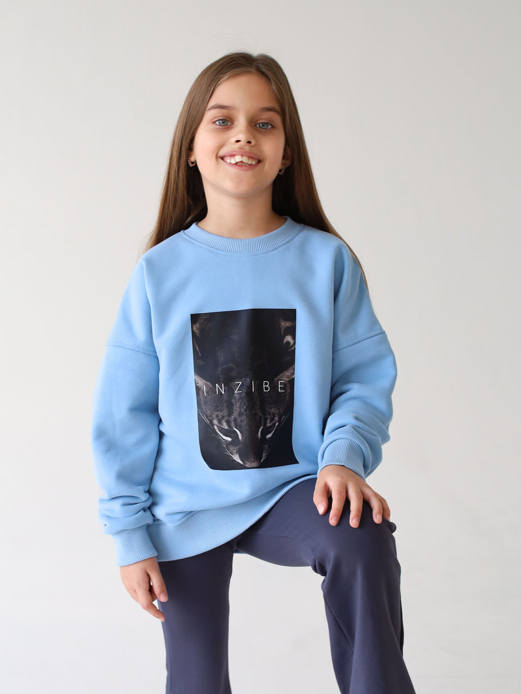 Свитшот MIRACLE голубой, КОШКА - Inzibe фото 2