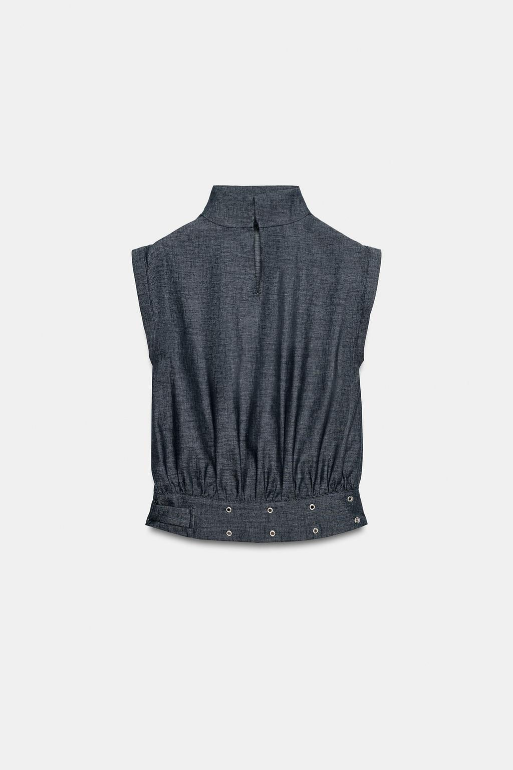 LINEN BLEND BUCKLE STUD TOP - Zara фото 7