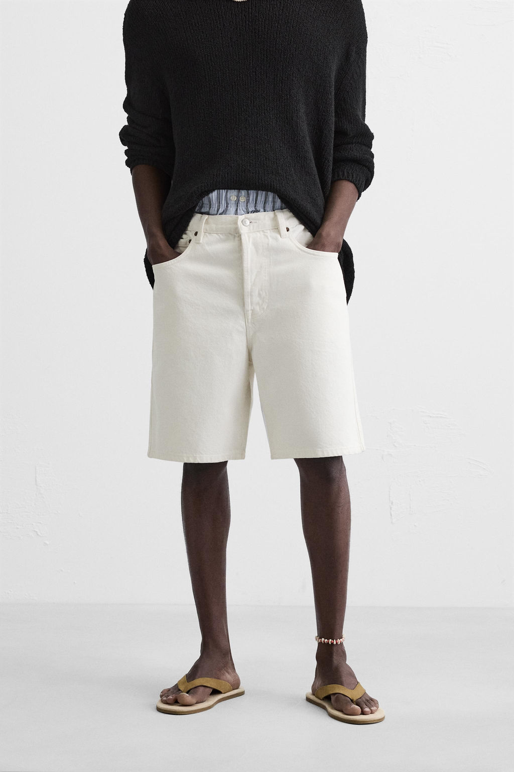 STRAIGHT-LEG DENIM BERMUDA SHORTS