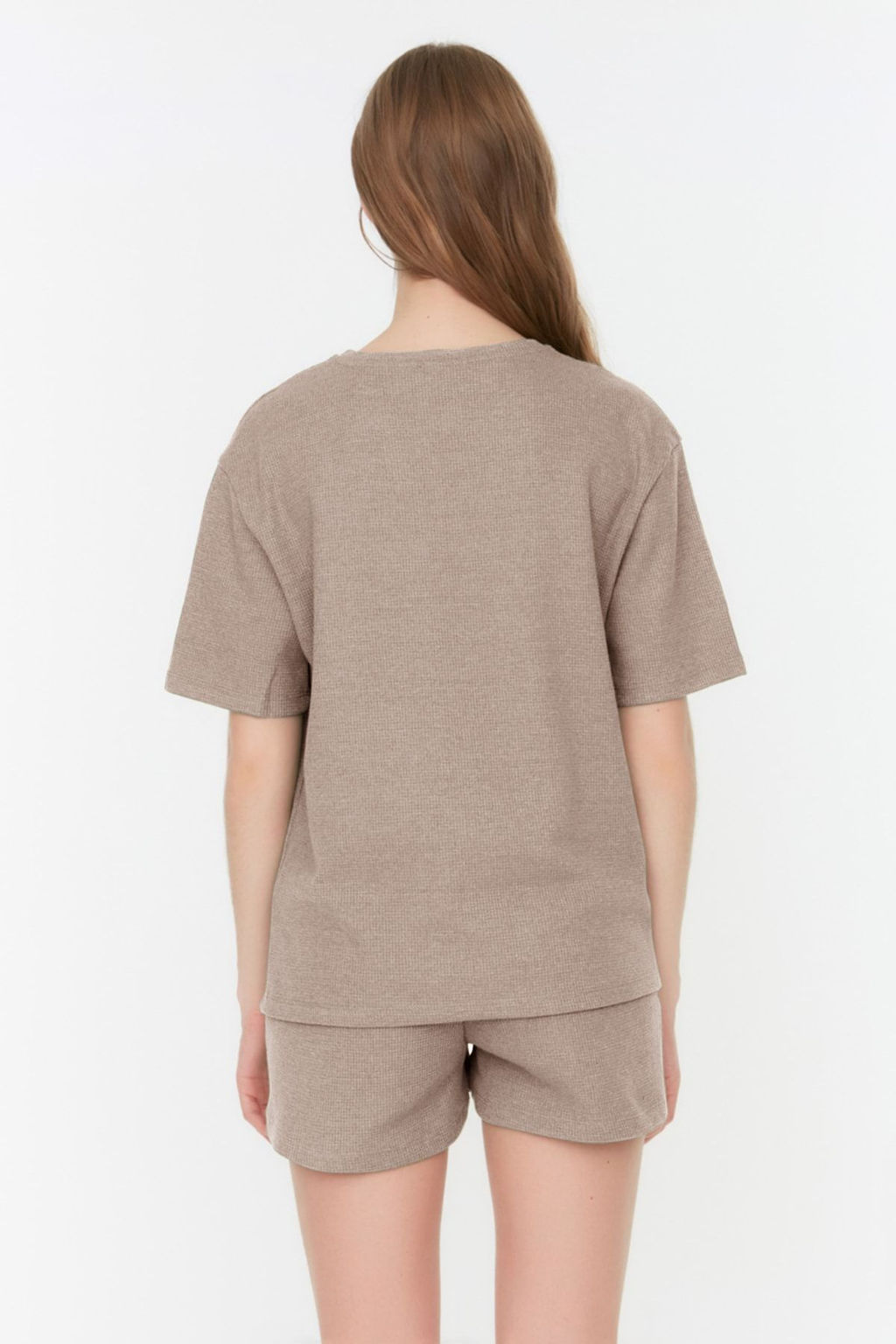 Trendyolmilla Siyah Waffle Kumas Sortlu Orme Pijama Tak?m? THMSS22PT0524  фото 43