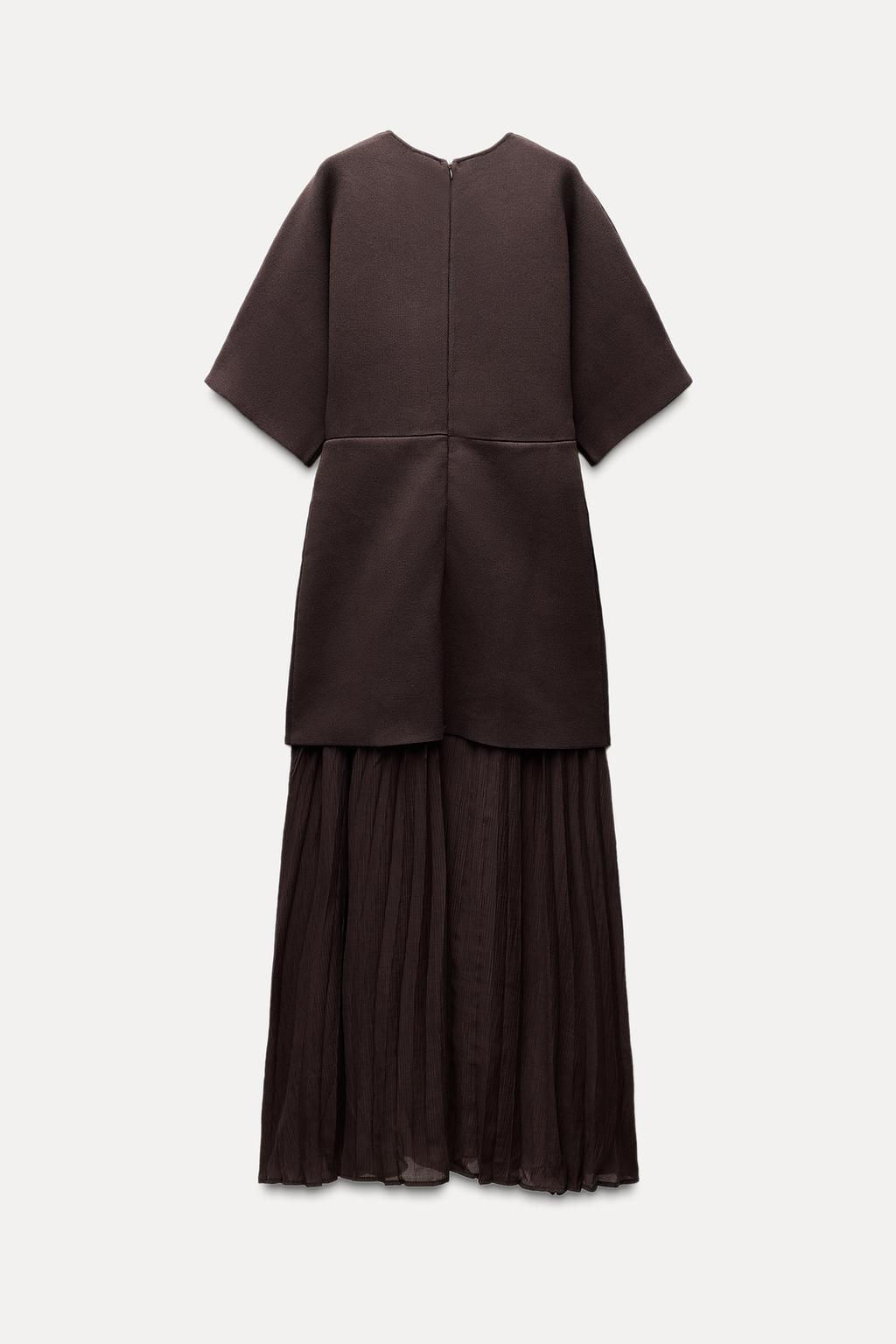 PLEATED KNIT DRESS WITH CONTRAST DETAIL - Zara фото 5