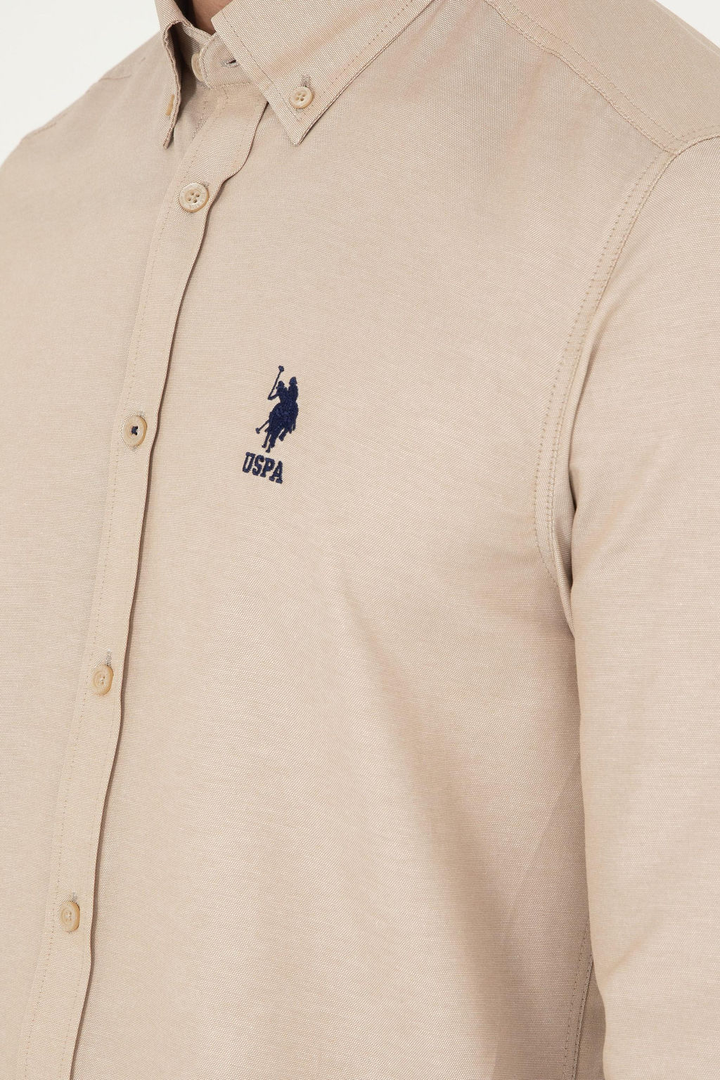 Мужская базовая рубашка песочного цвета с длинным рукавом Неожиданная скидка в корзине - U.s. polo assn фото 7