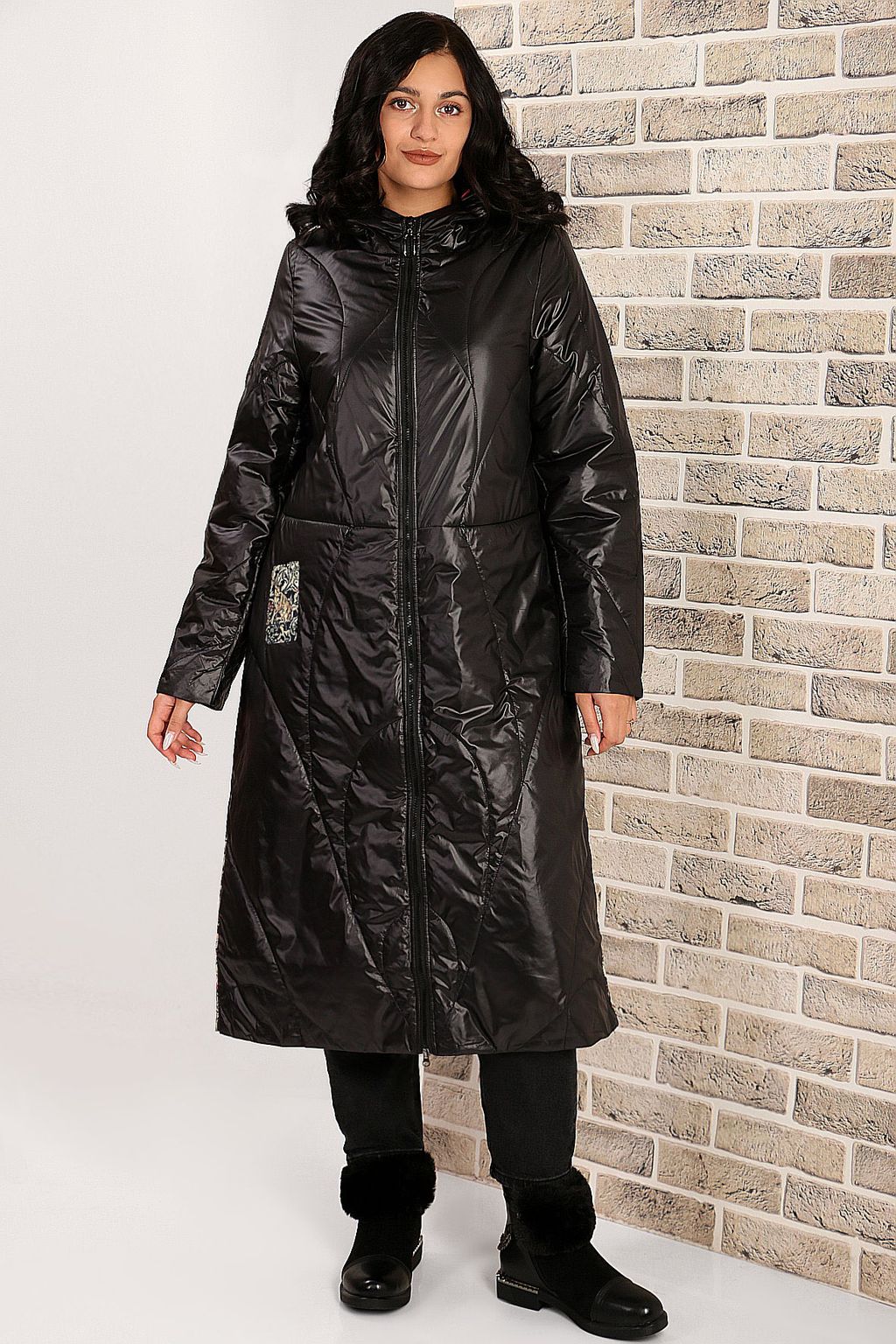 Пальто с рисунком на спине - Almond фото 2