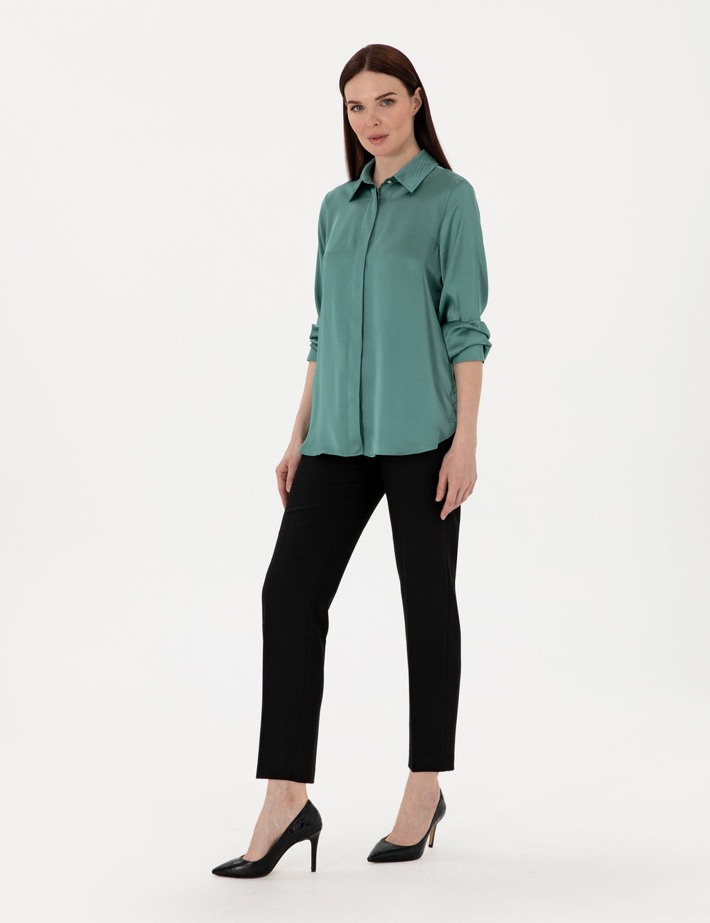 Ye_il Comfort Fit Uzun Kollu G_mlek