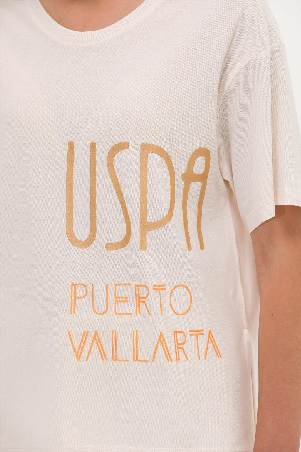 Женская кремовая футболка с круглым вырезом Неожиданная скидка в корзине - U.s. polo assn фото 7