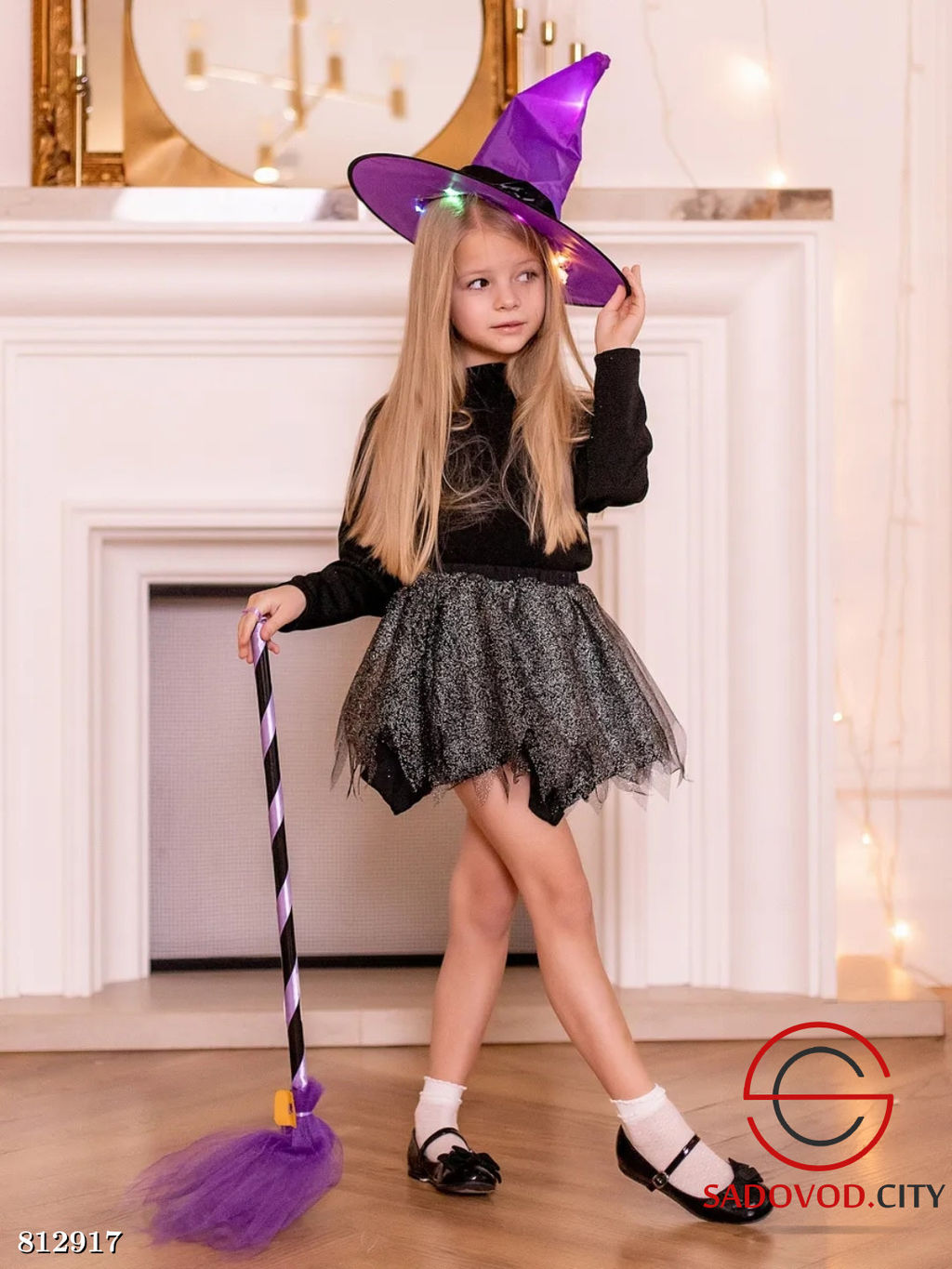 Ведьма с метлой костюм для девочки