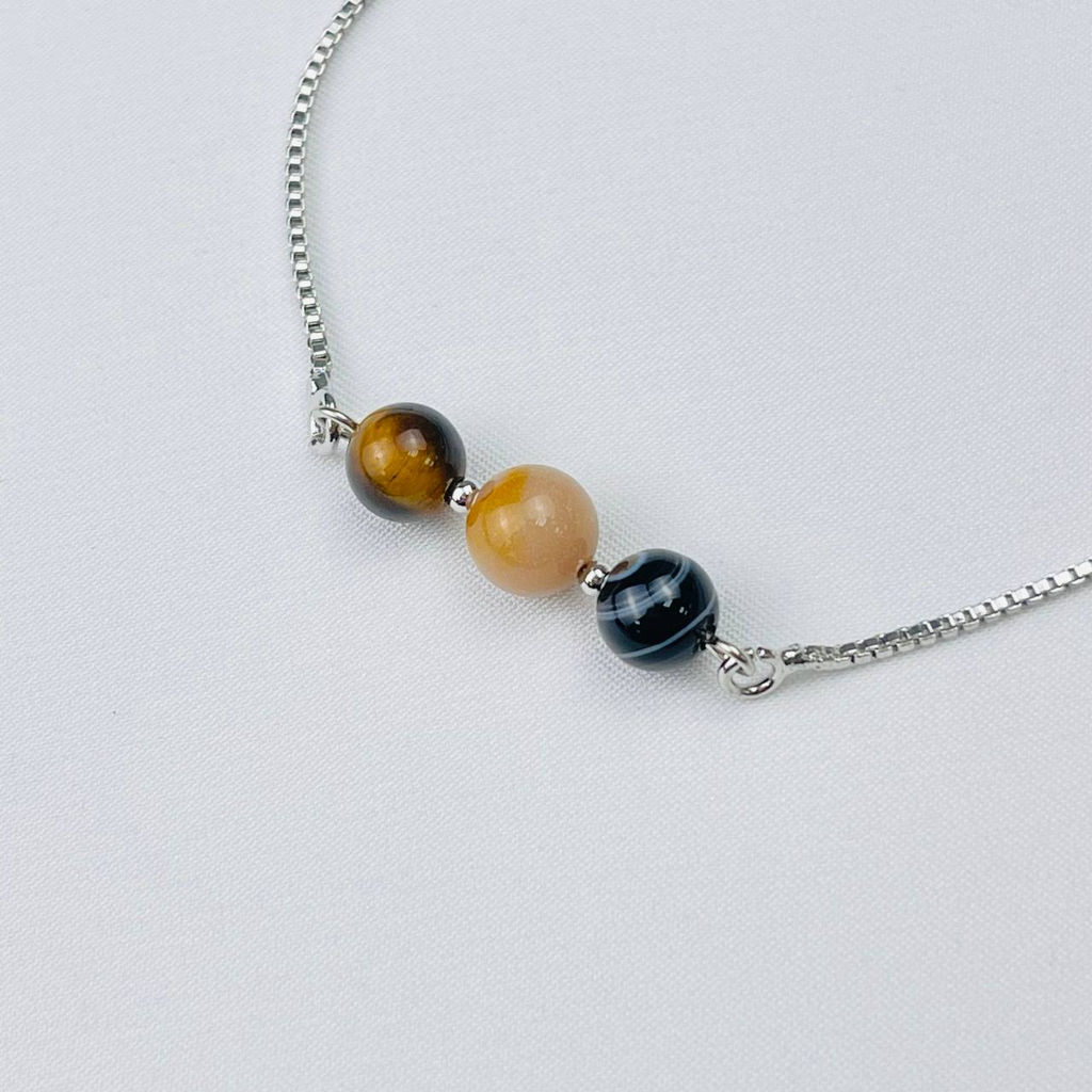 Браслет регулируемый для Льва из Тигрового глаза, Яшмы и Агата - Радуга самоцветов фото 3