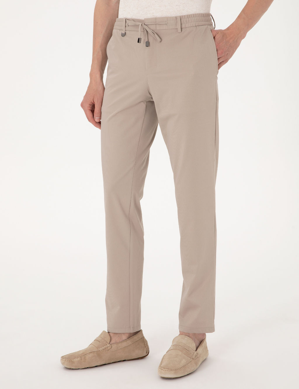 Bej Ex. Slim Fit Beli Lastikli Kordonlu Klasik Jogger Pantolon