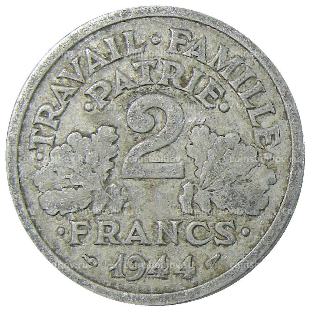 Монета 2 франка 1944 года Франция