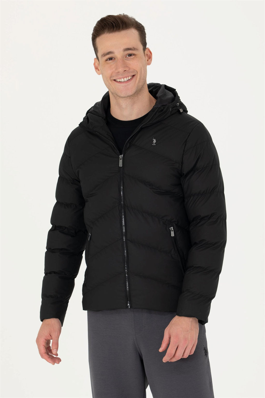 U. S. Polo Assn / Мужская черная кожаная куртка