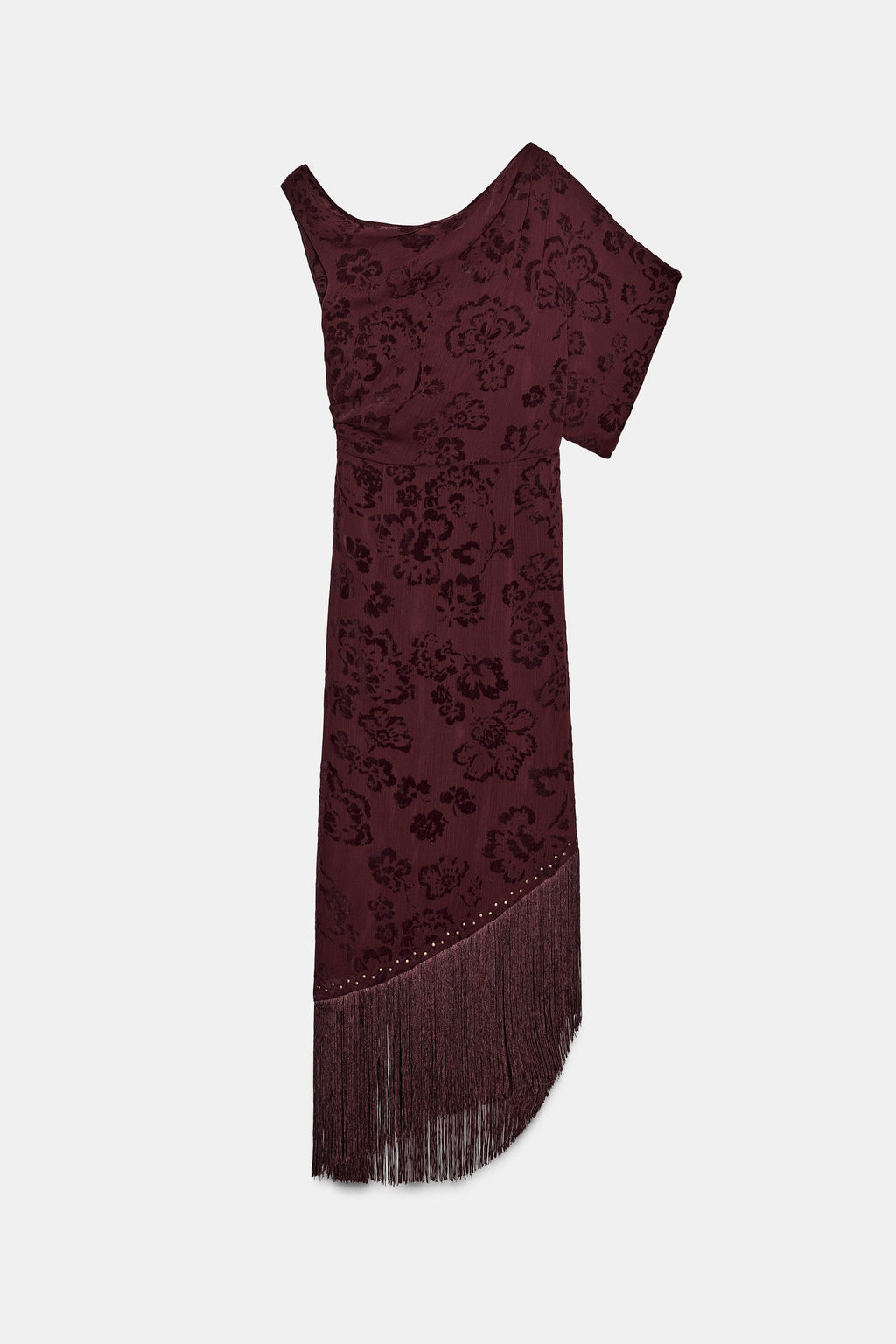 ASYMMETRIC DEVOURED FRINGE MIDI DRESS - Zara фото 8