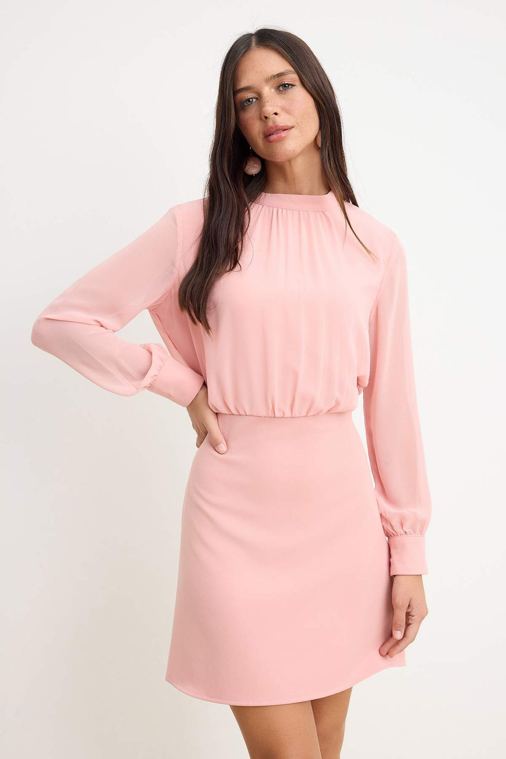 TRENDYOLMILLA Siyah A Kesim Dik Yaka Astarl? Sifon Mini Dokuma Elbise TWOAW24EL00296  фото 13