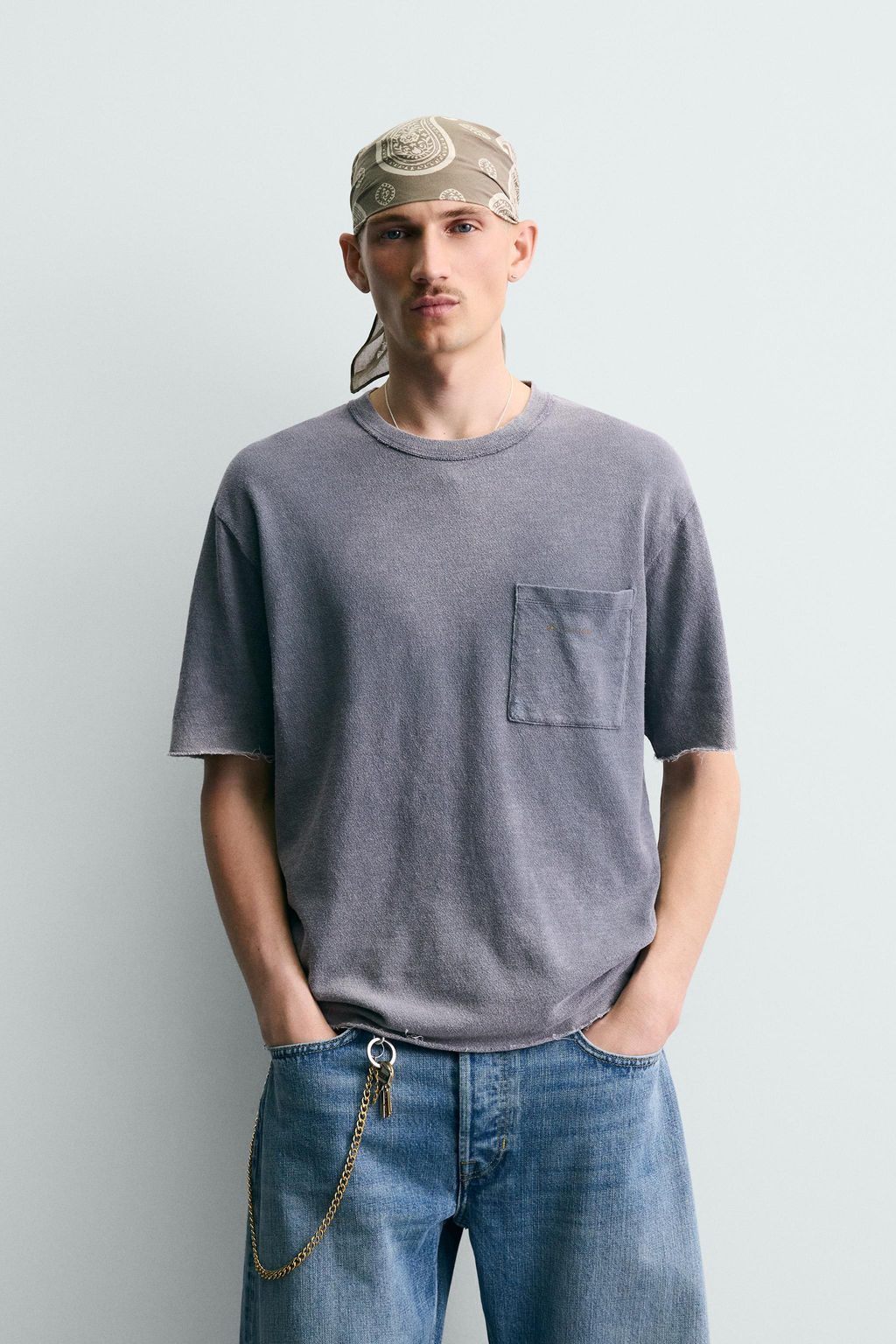 CAMISETA PUNTO RELAXED FIT LAVADO / Azul lavado - Zara фото 2