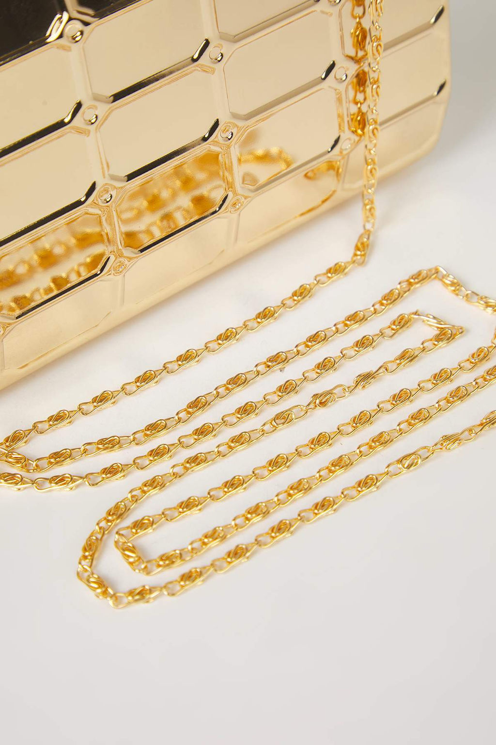 Metalik Alt?n Uc Boyutlu Abiye Kad?n S?k Mini Clutch El Cantas? TAKSS25PY00004