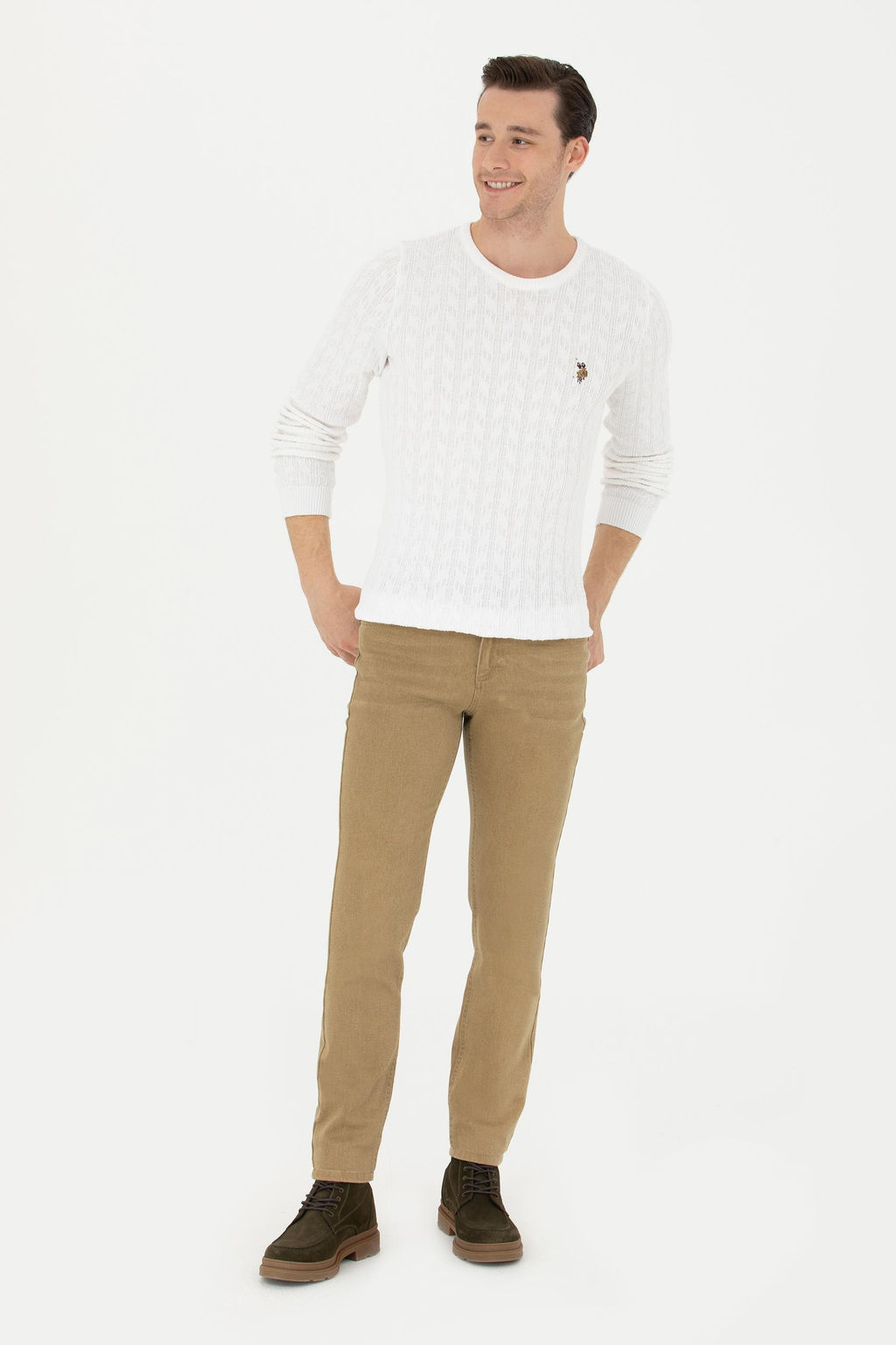 Мужской белый базовый свитер - U.s. polo assn фото 18