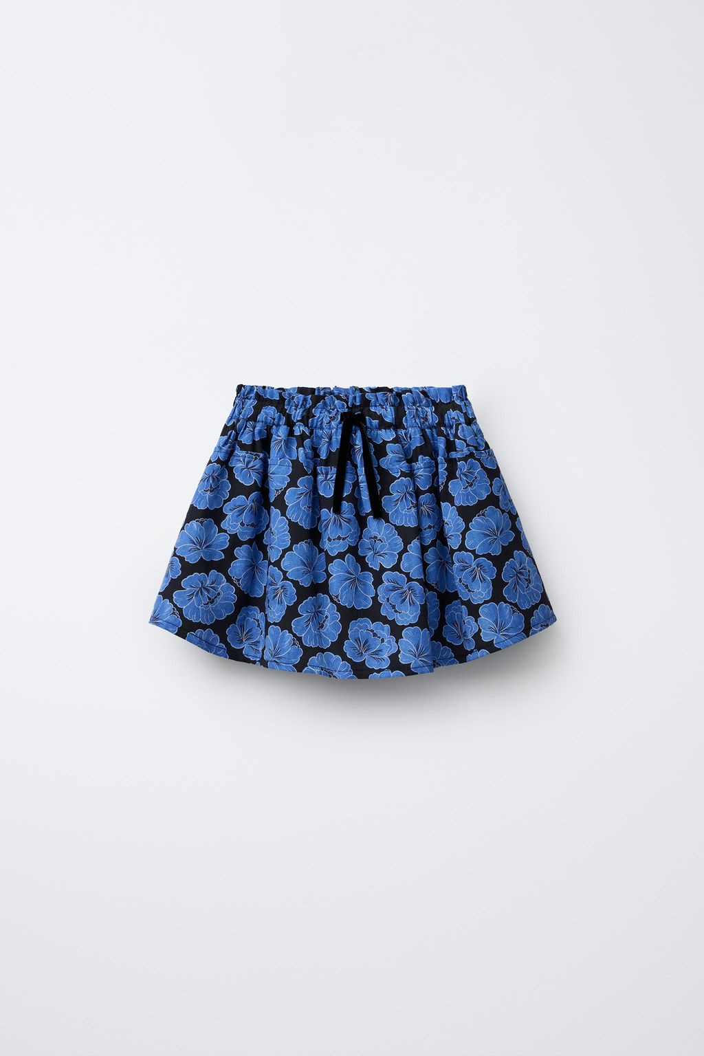 VELVET BOW FLORAL PRINT SKIRT