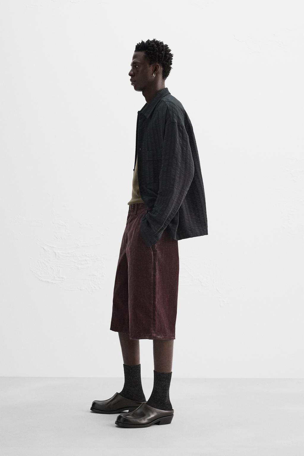 LIMITED EDITION VELVET BERMUDA SHORTS - Zara фото 4