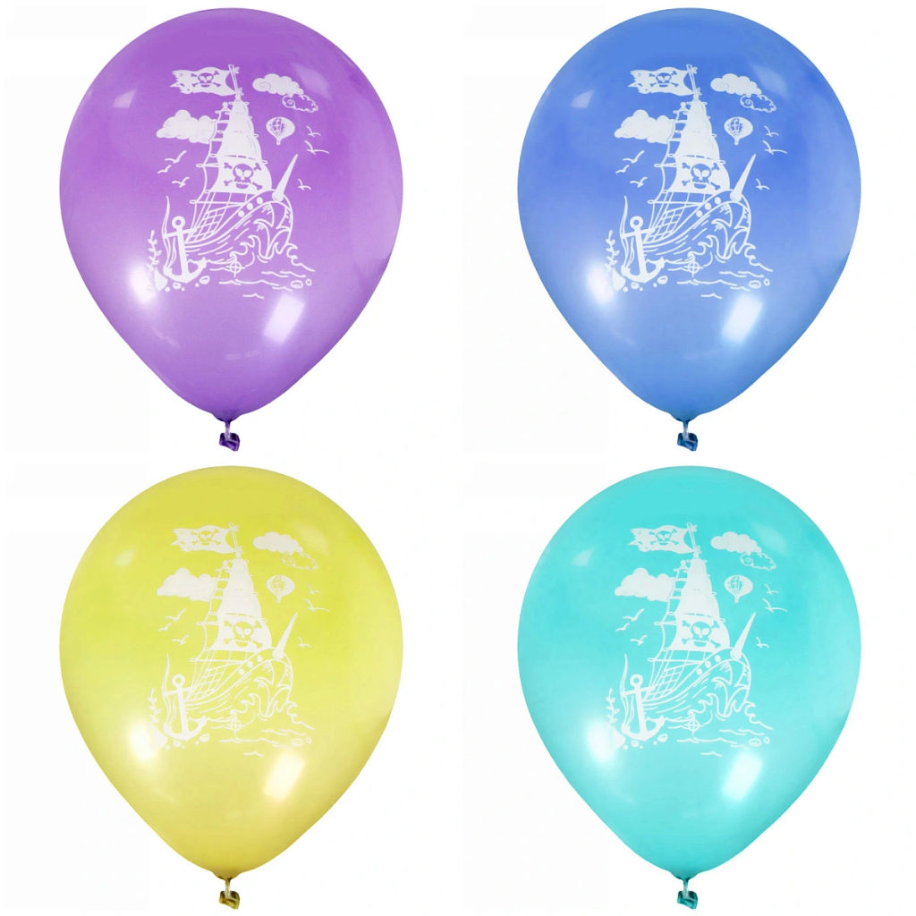 Цена за 2 шт. Воздушные шары 25 шт, 10"/25см "Пиратский корабль", (микс)