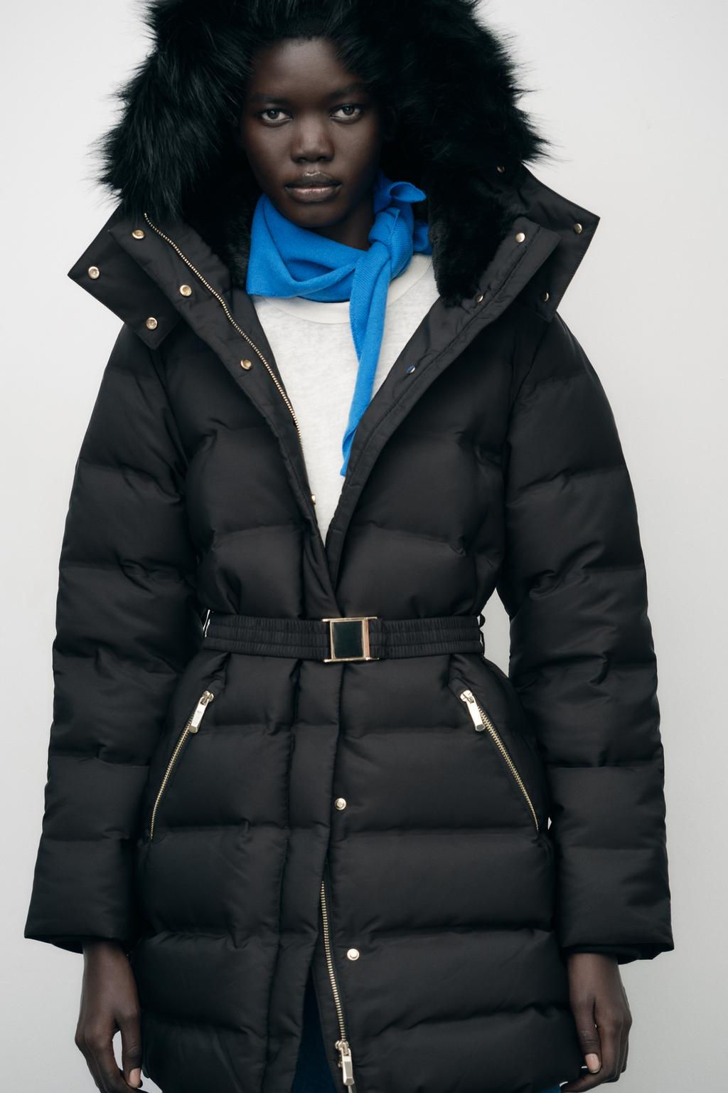 WATER AND WIND PROTECTION HOODED DOWN PUFFER JACKET WITH BELT - Zara фото 2