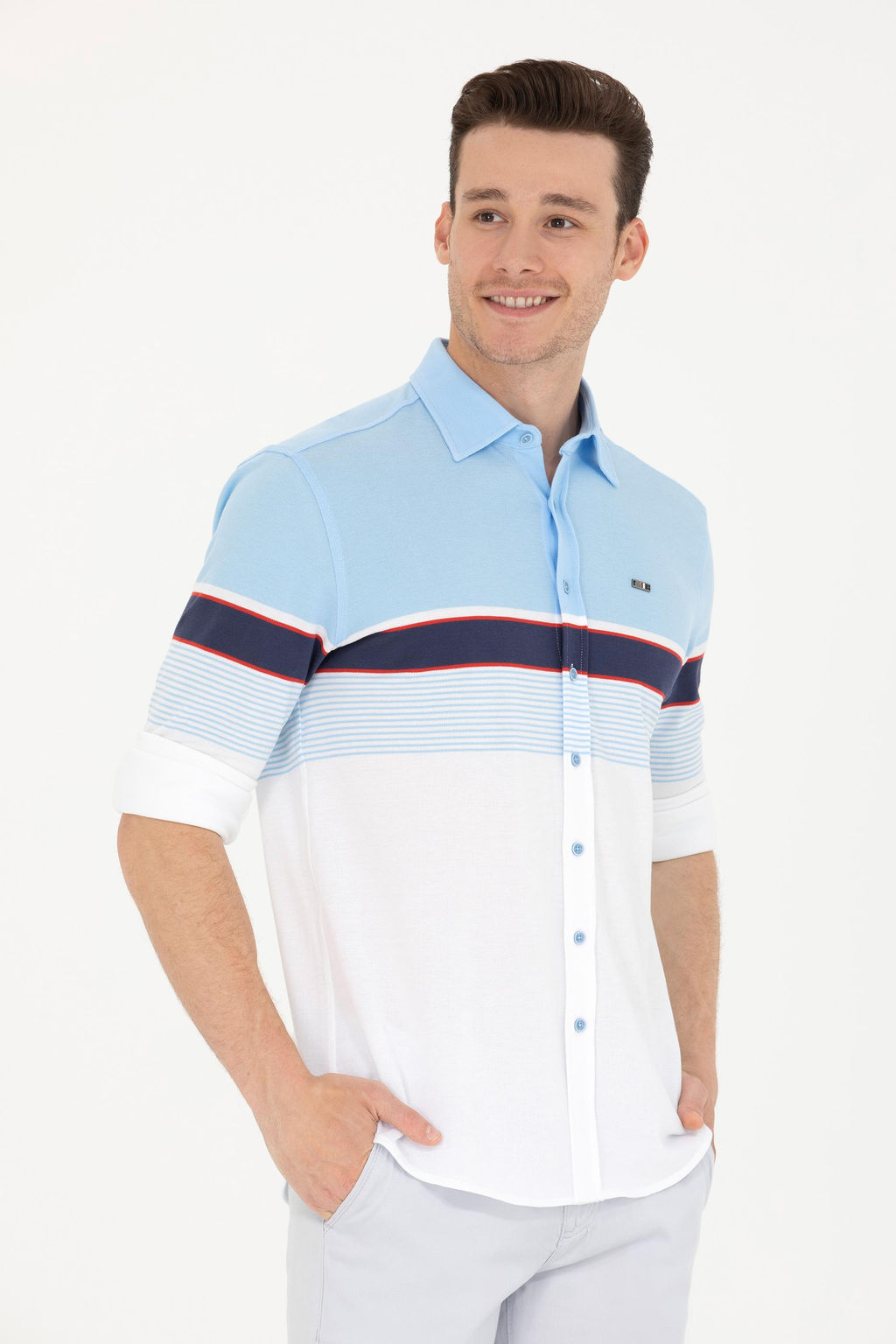 Мужская синяя рубашка с длинным рукавом - U.s. polo assn фото 17