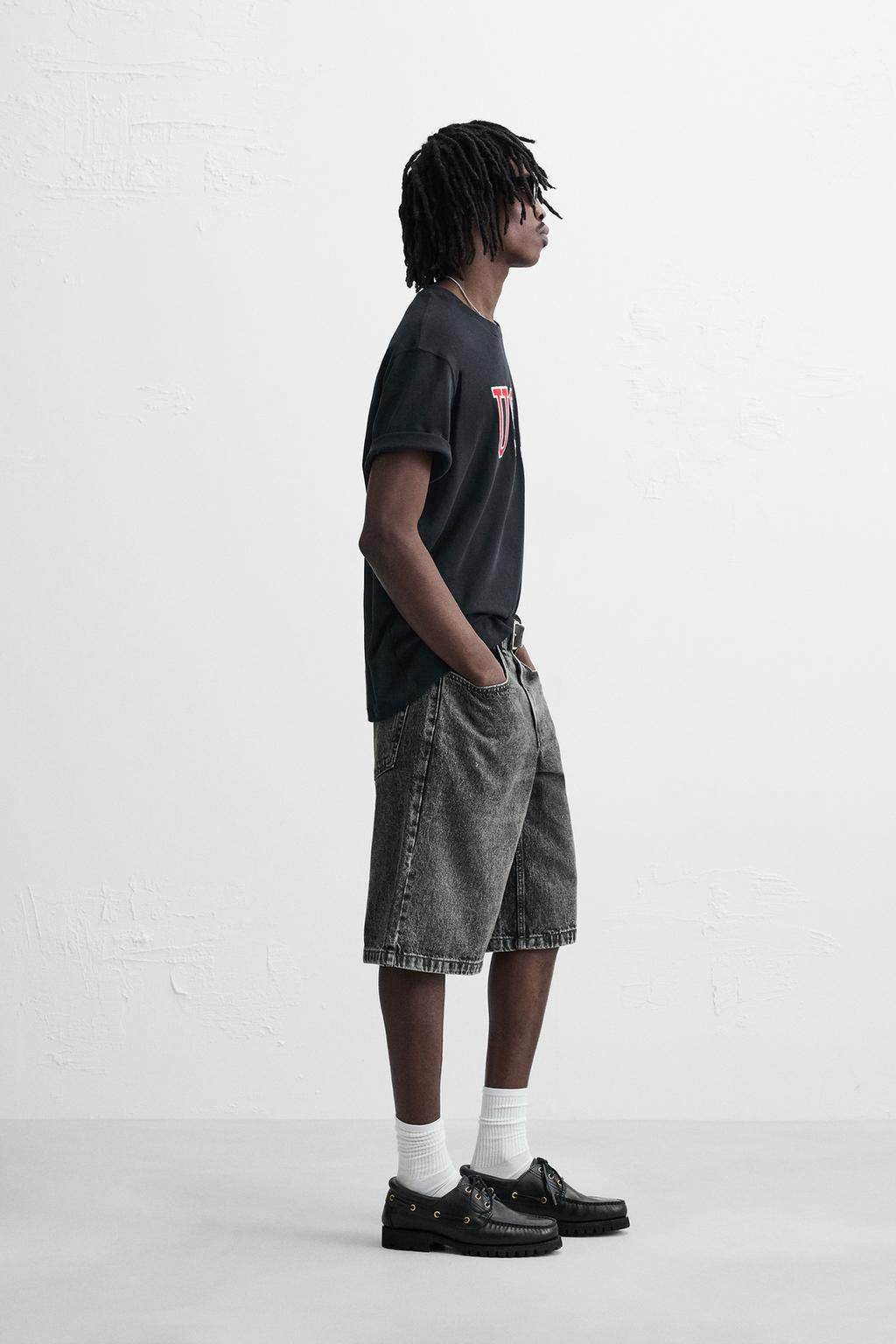 BASIC BAGGY FIT DENIM BERMUDA - Zara фото 34