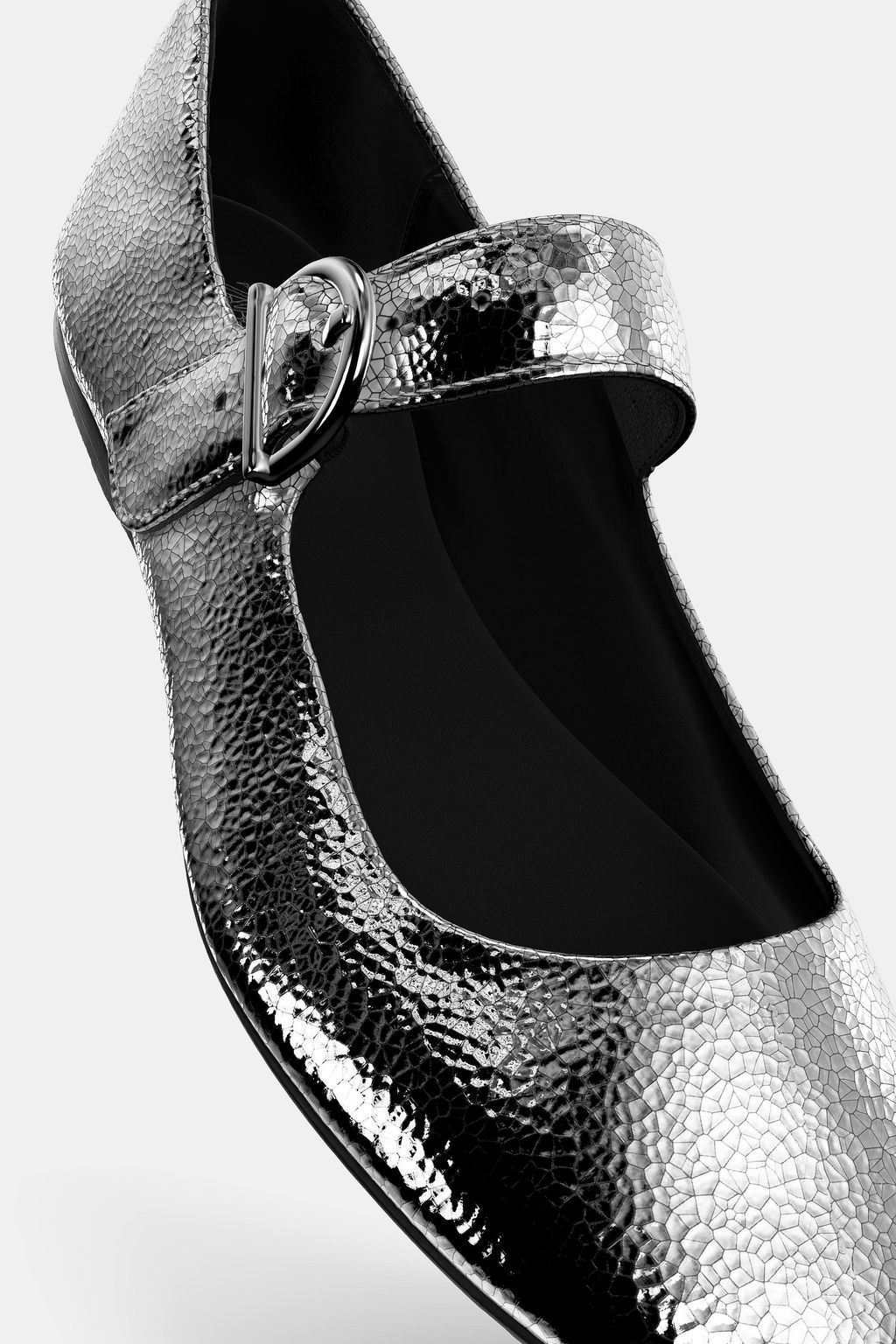 METALLIC LEATHER-EFFECT BALLERINAS - Zara фото 13