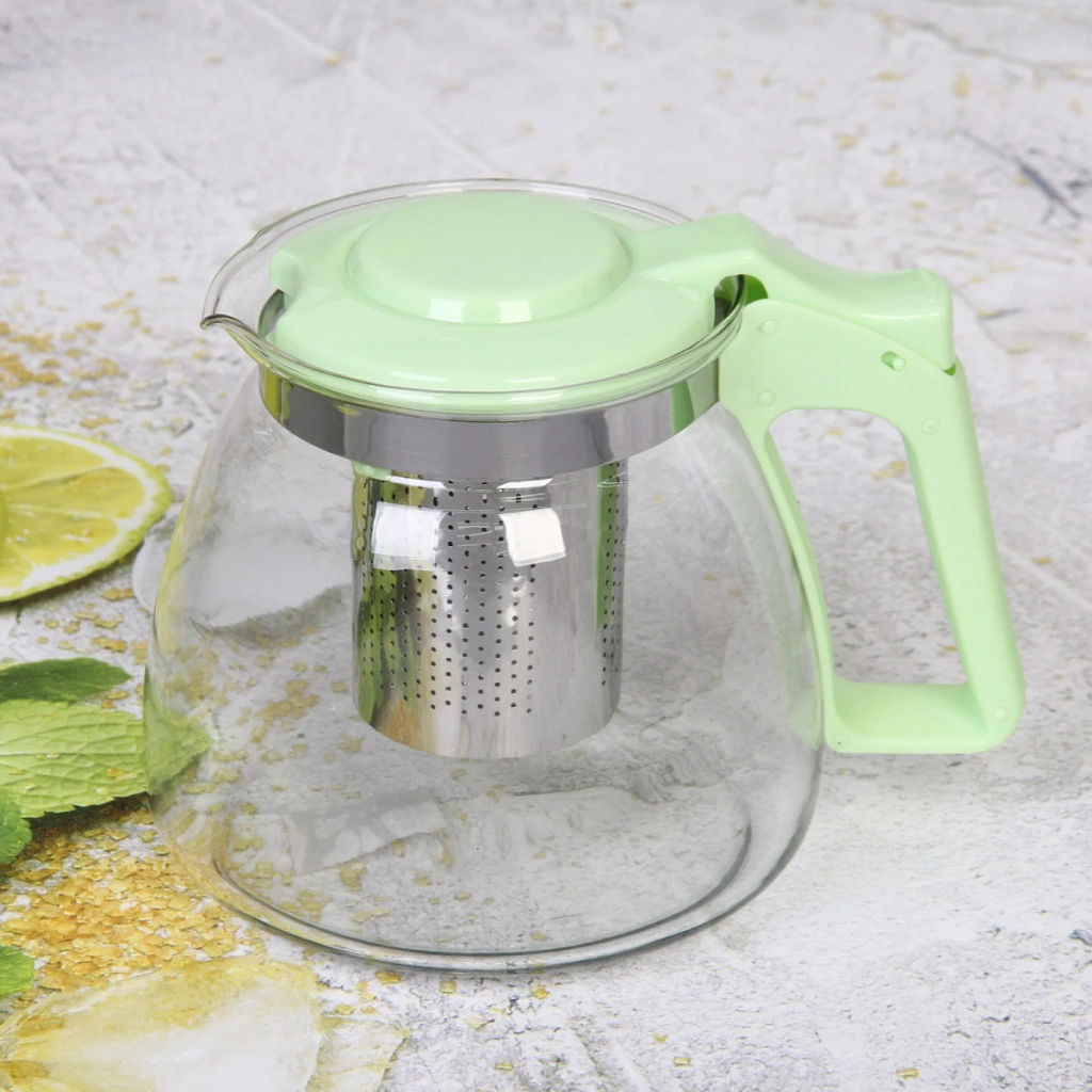 Чайник заварочный стеклянный 900 мл с металлическим ситом Селфи.микс