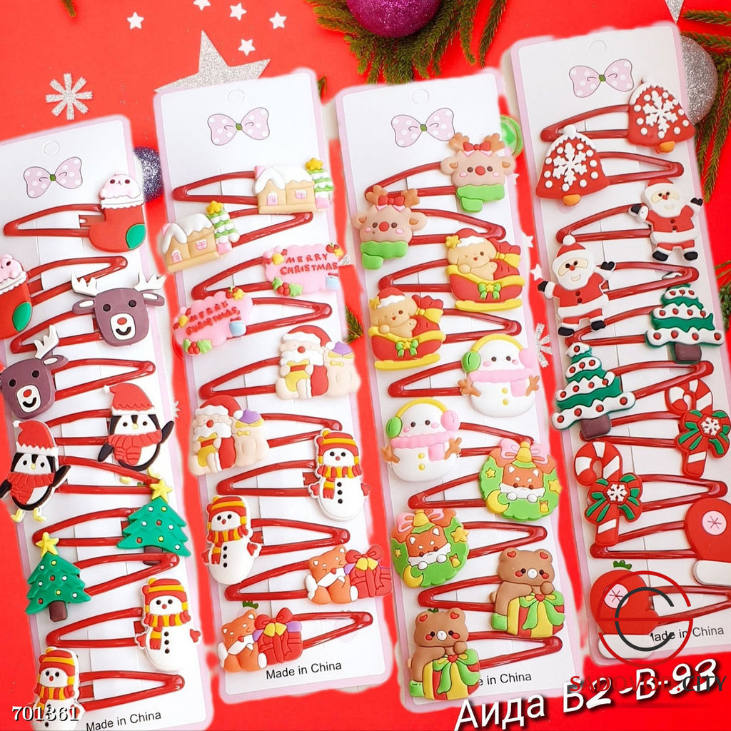 Набор новогодних заколок 10 шт