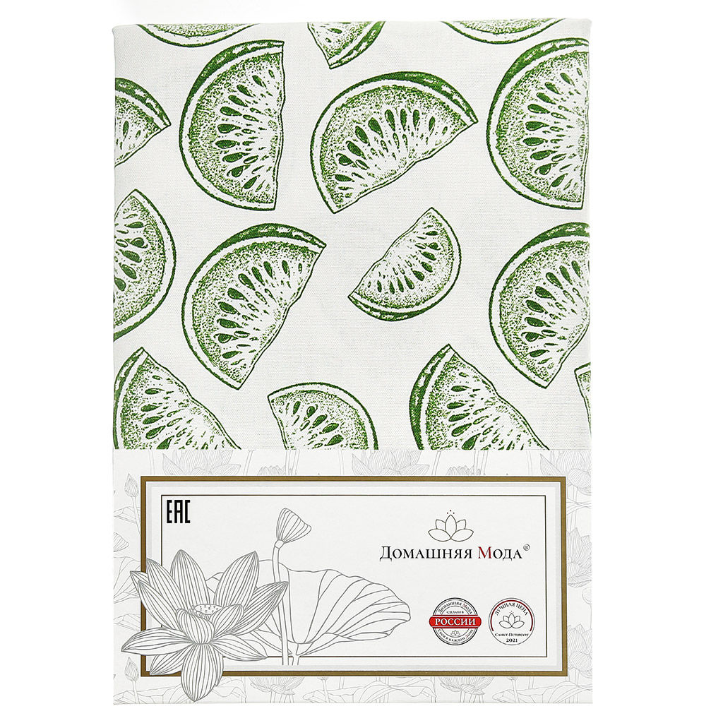 Скатерть 150х145см Астурия зеленый, длина стола до 110см, на 4 персоны, рогожка (хлопок 100%) 171г/м2, упаковка классическая, пакет ПВХ 28х41см, Домашняя мода (Россия)  фото 5