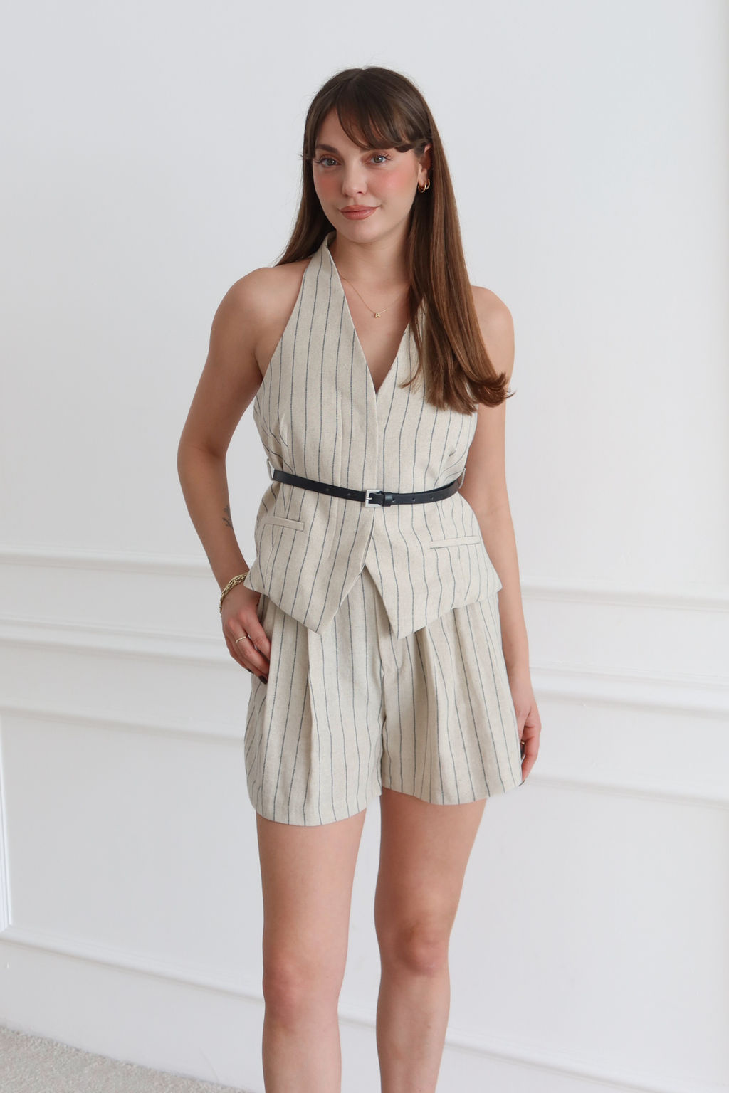 Tas Cizgili %100 Keten Dokuma Alt - Ust Tak?m TWOSS26AU00074 - Trendyolmilla фото 2