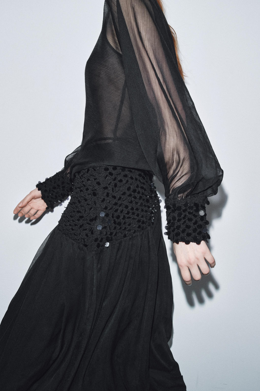ZW COLLECTION SEMI-SHEER BLOUSE - Zara фото 6