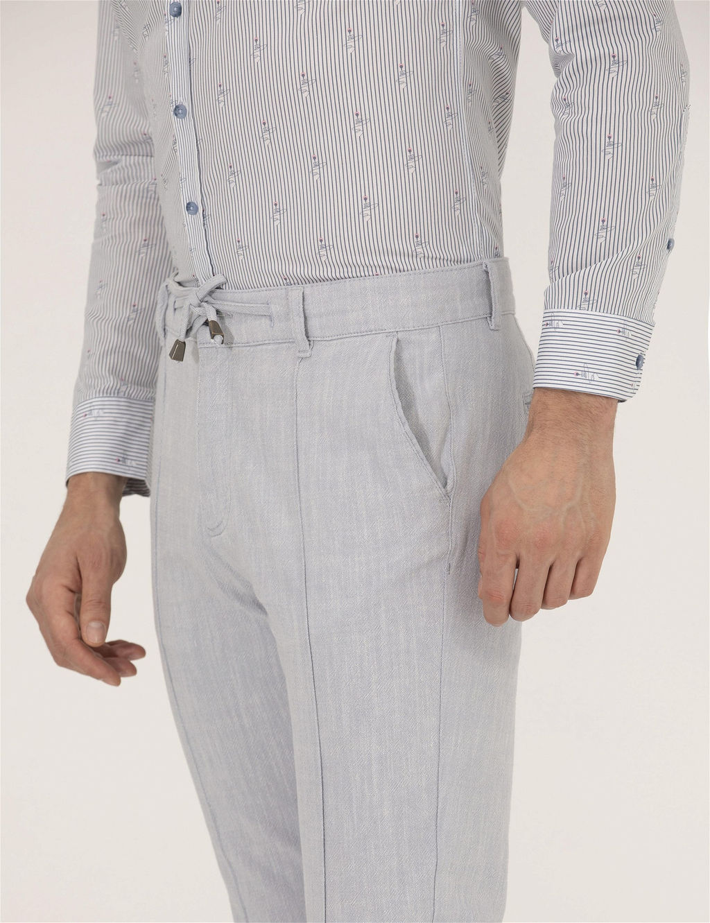 A__k Mavi Slim Fit Belden Ba_lamal_ Chino Pantolon