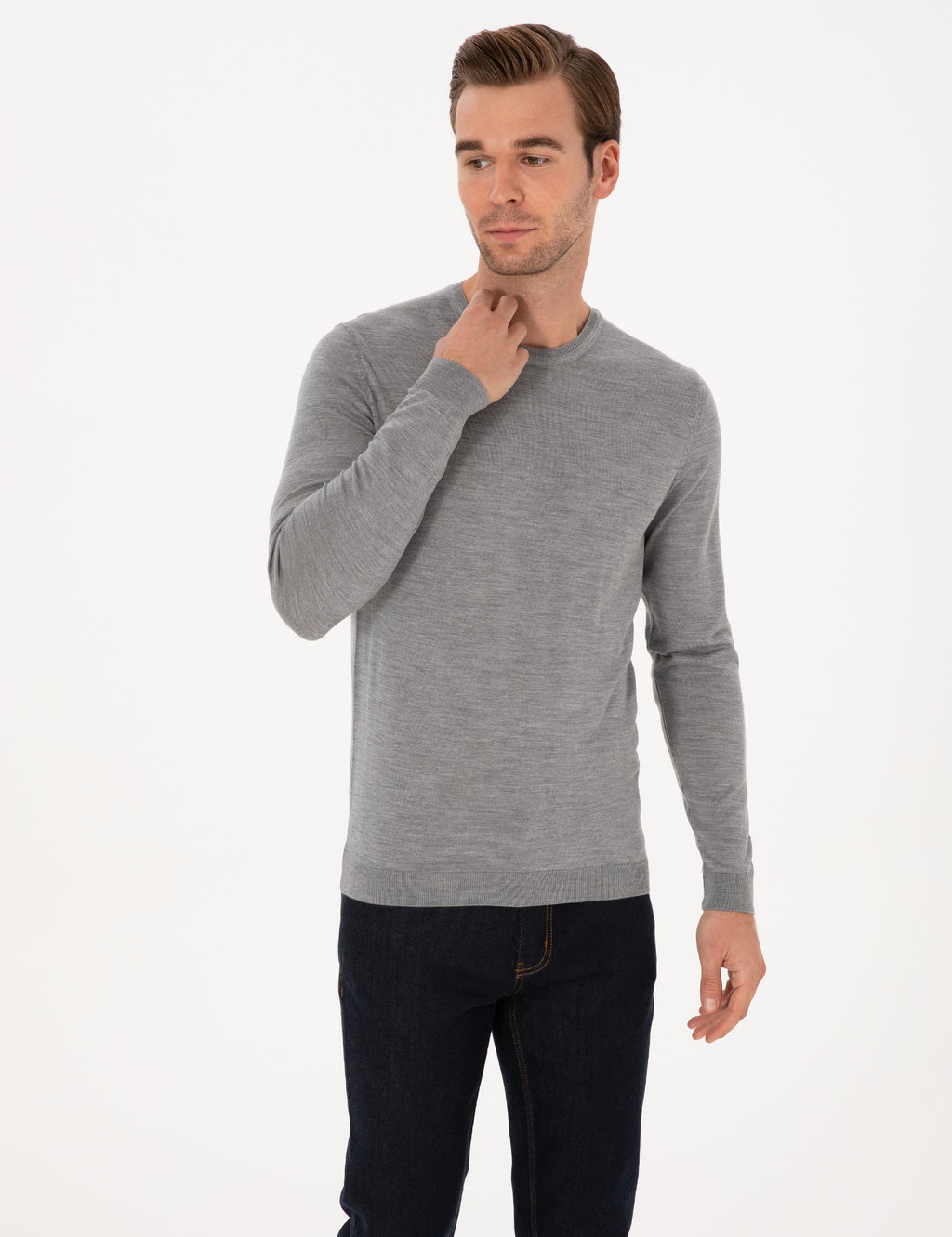 Gri Slim Fit Kazak - Cacharel фото 3