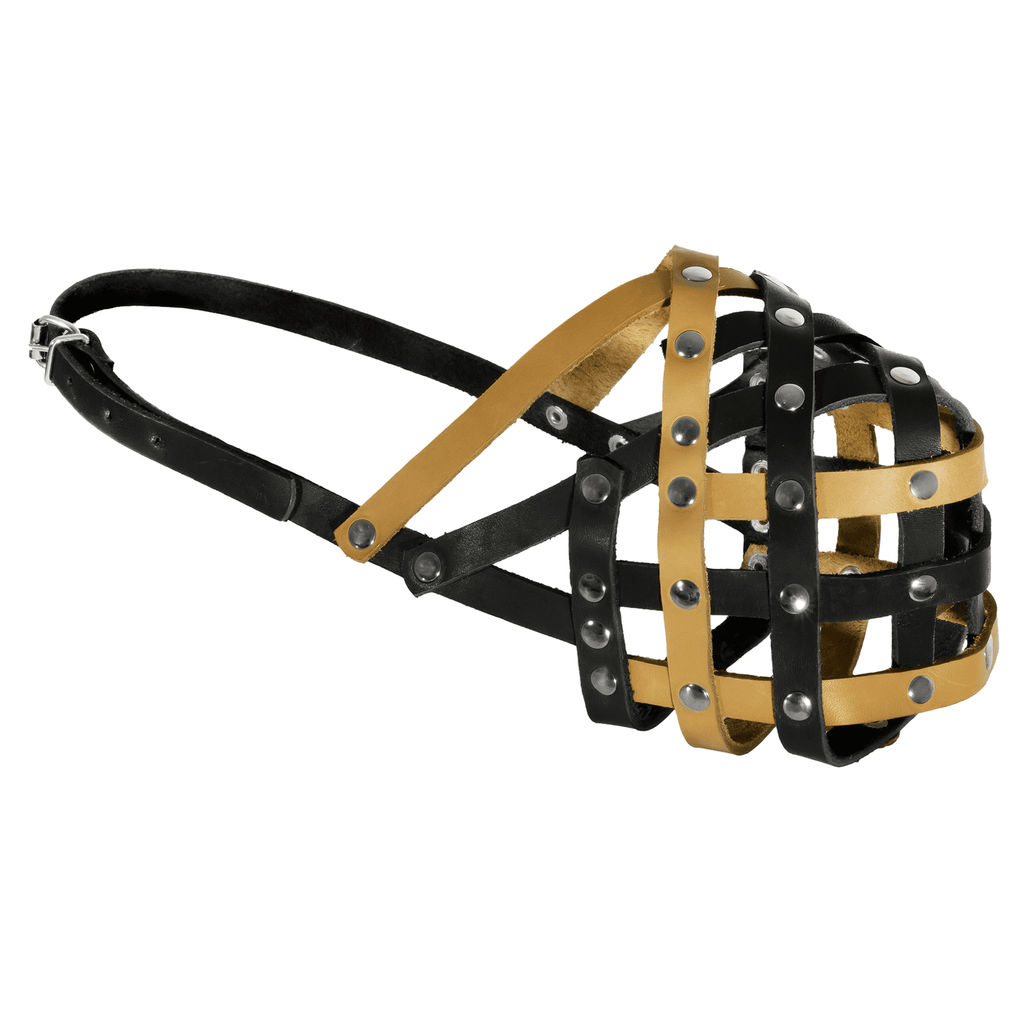 Намордник кожаный "Мэд", №5, желто/черный, обхват 30-32см я050105жч 99ред99 050105ч-б 050105ч-б