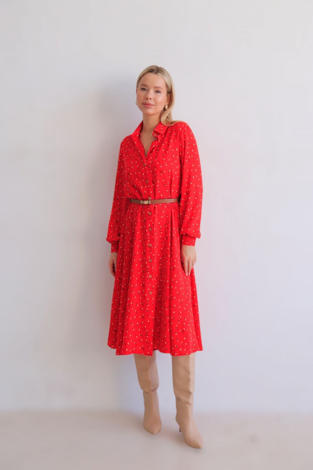 Martichelli Платье-рубашка красное  фото 15