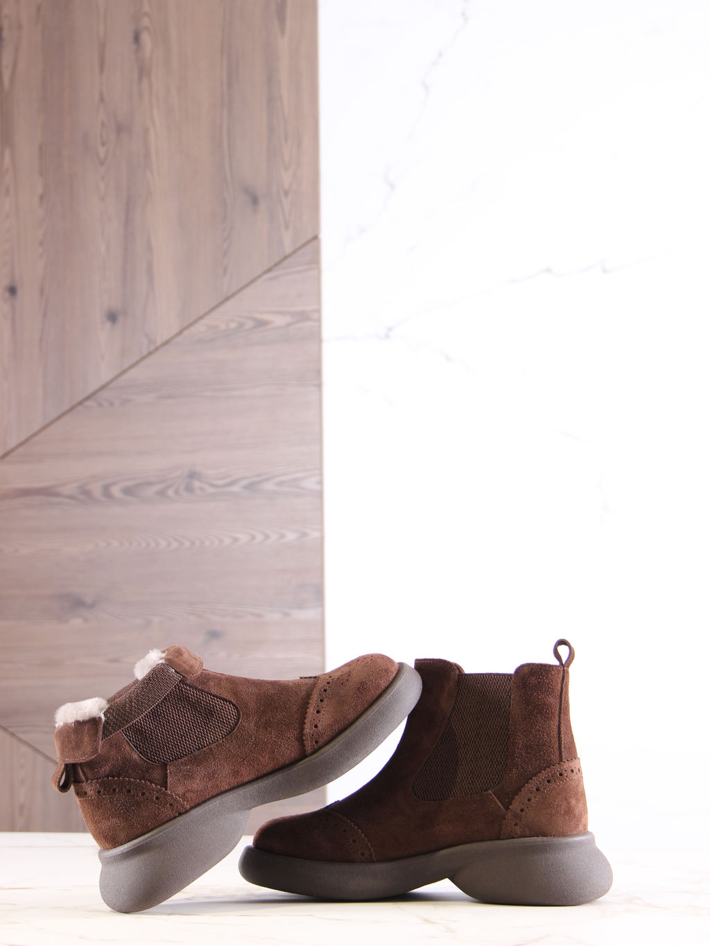 Челси 332.927br.Коричневая замша/мех