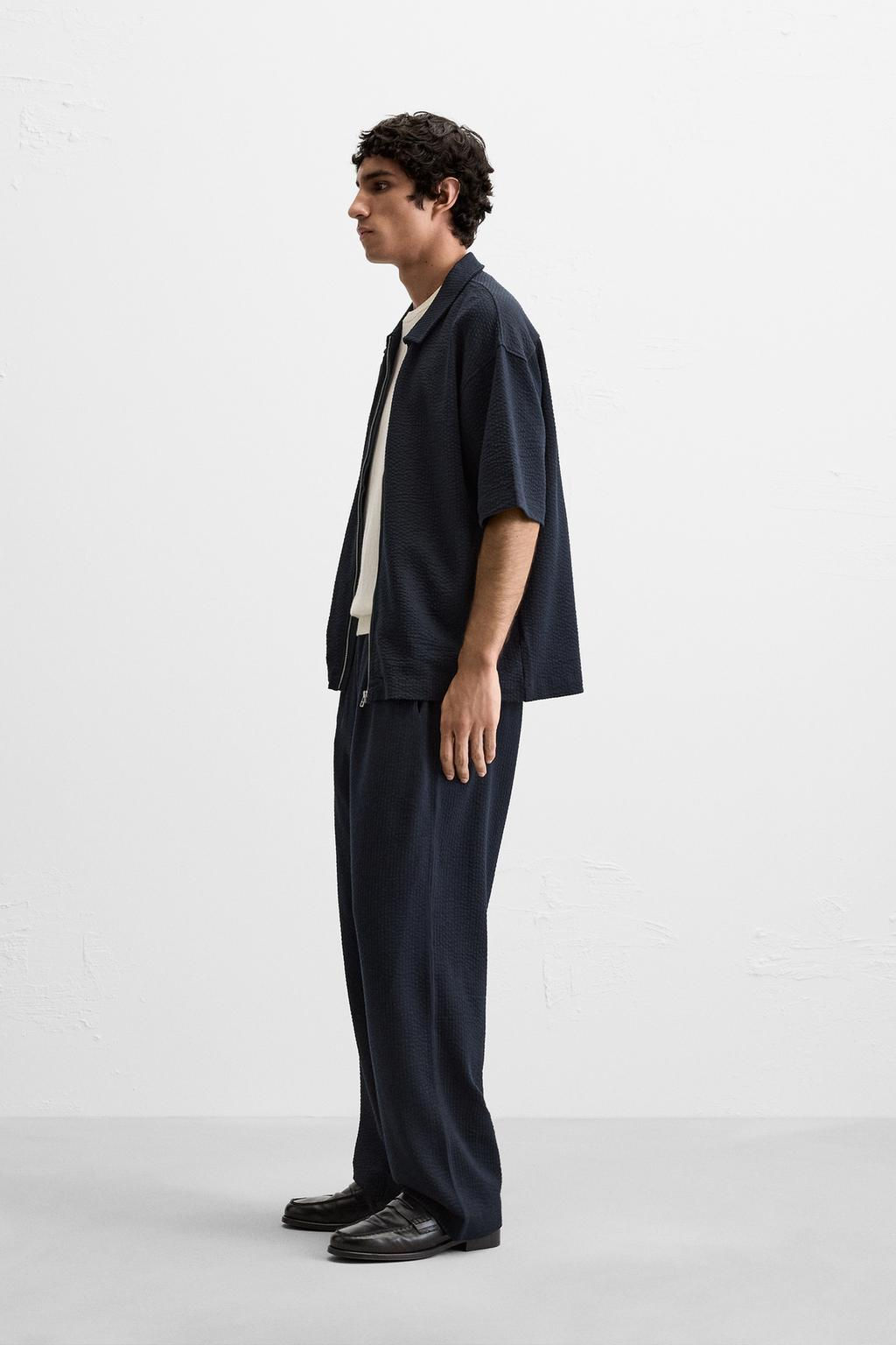 SEERSUCKER POLO SHIRT WITH ZIP - Zara фото 4