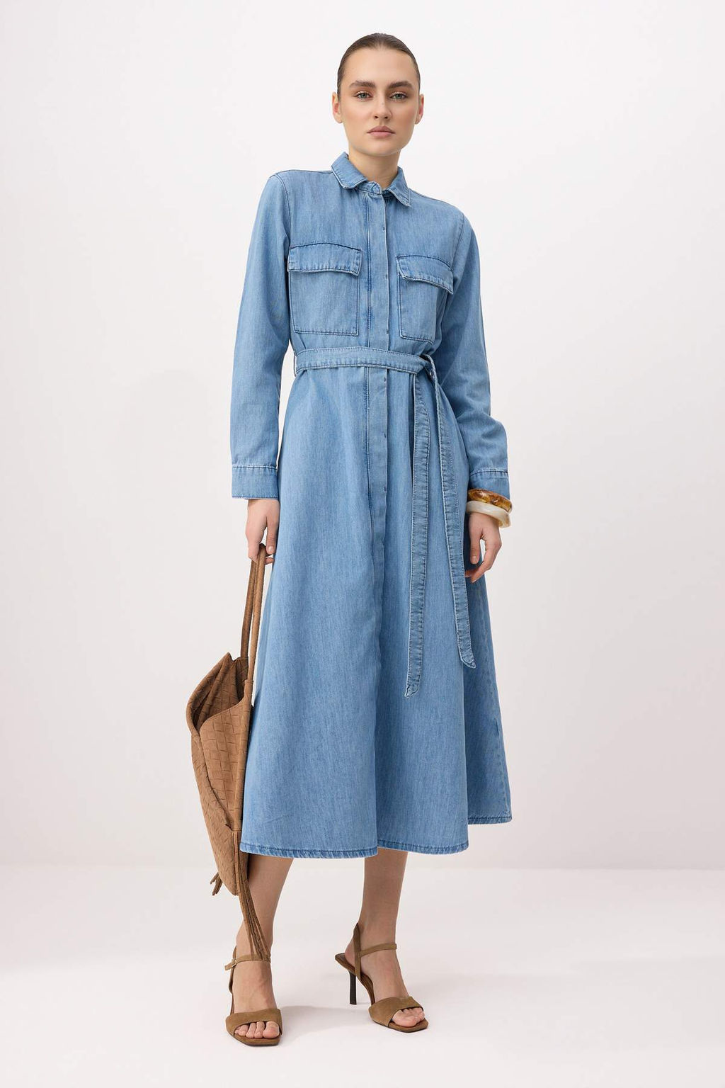 Mavi Maxi Baglama Detayl? Denim Elbise TWOSS26EL00268 - Trendyolmilla фото 2