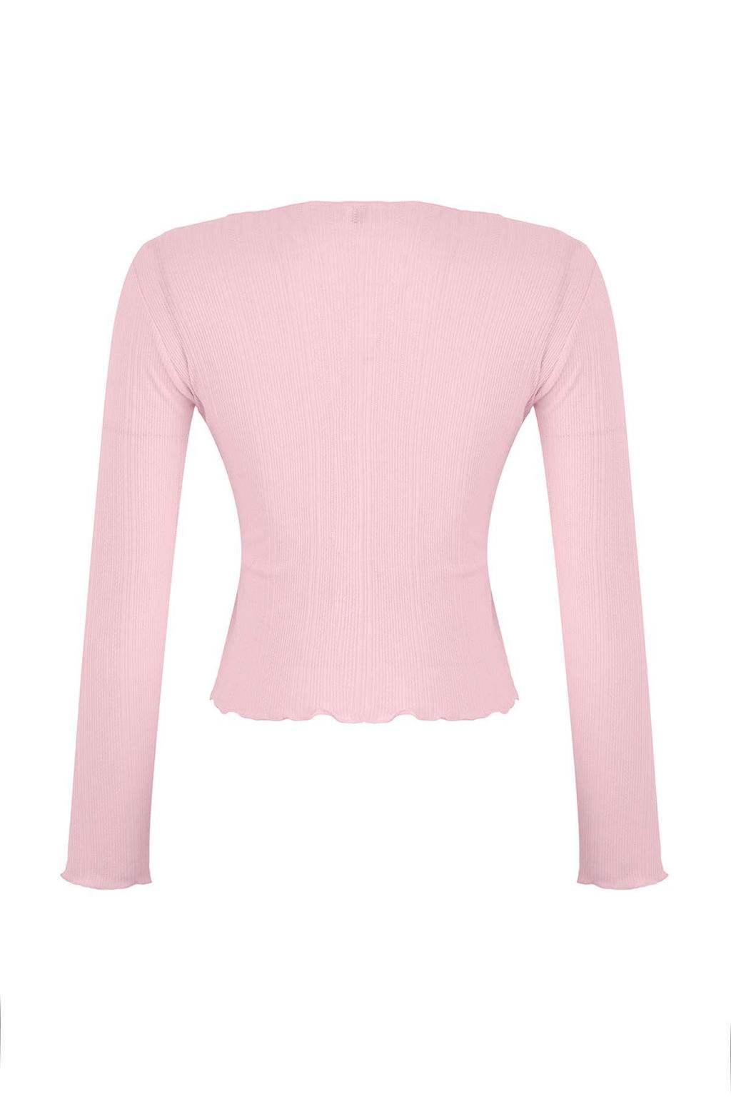 Teen Pembe Pointel Slim/Vucuda Oturan Orme Bluz TWOAW26BZ00012