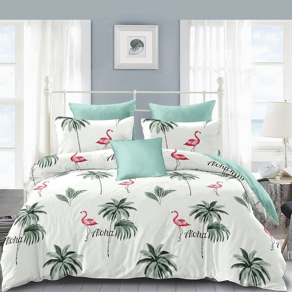 Постельное белье - Сатин Алоха 2-спальный с Евро простыней (молния) - Luteks фото 2