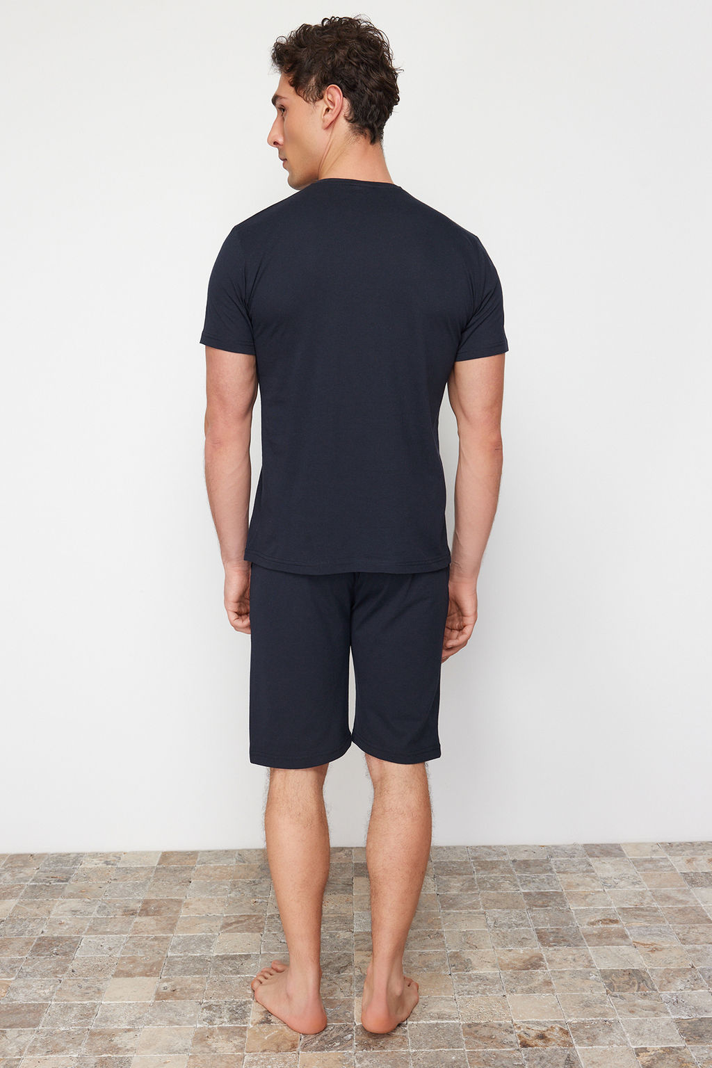 TRENDYOL MAN Gri Regular Fit Bisiklet Yaka Orme Sortlu Pijama Tak?m? TMNSS24PT00046 - Trendyolmilla фото 6