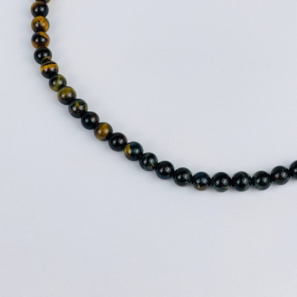 Четки буддийские (Мала) из Обсидиана, Тигрово-Соколиного и Тигрового глаза(108 бусин) - Радуга самоцветов фото 3