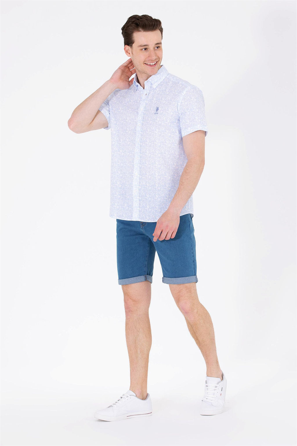 Мужская синяя рубашка с коротким рукавом Неожиданная скидка в корзине - U.s. polo assn фото 4