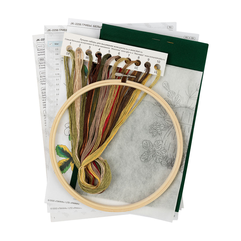 Набор для вышивания PANNA Живая картина JK-2258 Грибы. Белые 20.5 х 20.5 см