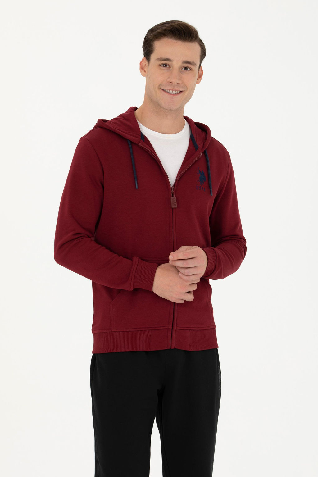Свитшот мужской U. S. Polo Assn бордово-красный из хлопка - U.s. polo assn фото 15