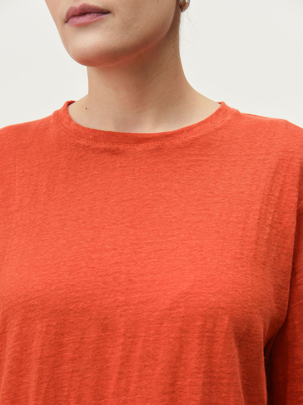 Лонгслив из льна 2902 коралловый