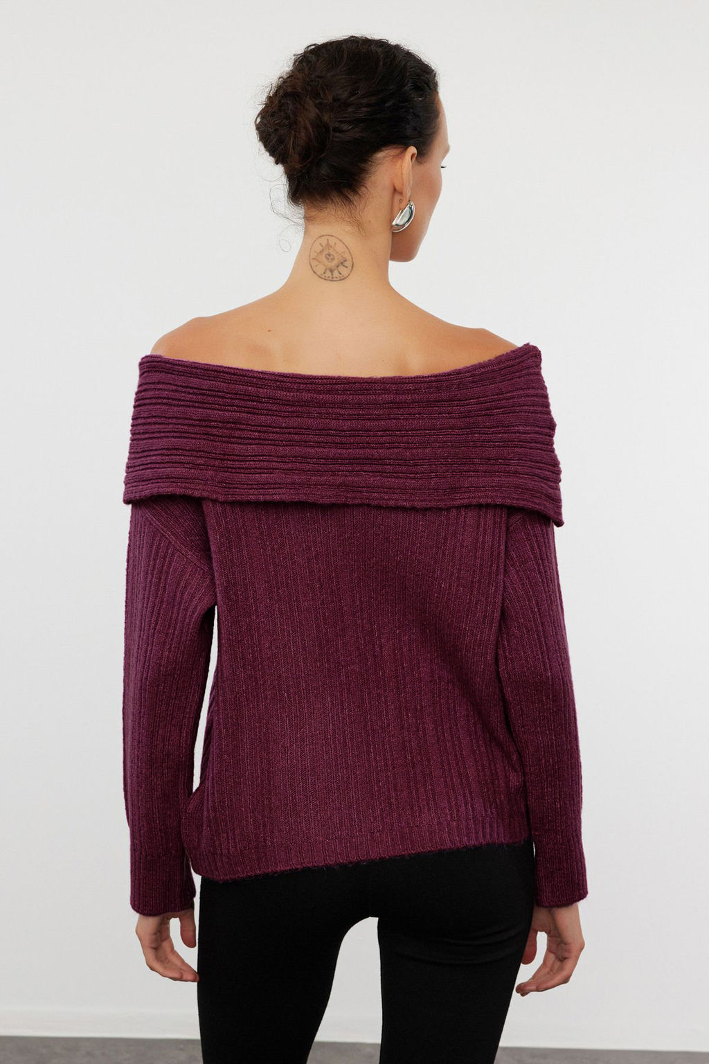 Ekru Yumusak Dokulu Carmen Yaka Triko Kazak TWOAW25KZ00076 - Trendyolmilla фото 12