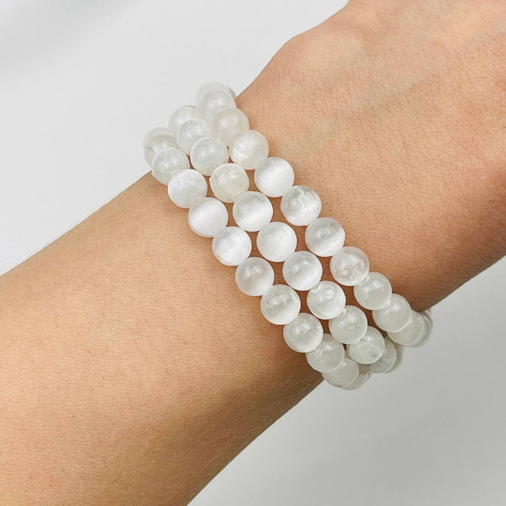 Бусины для украшений из Селенита (60 бусин) 38 см